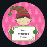Schattige Elf Christmas Gift Label Sticker<br><div class="desc">Schattige Boy Elf Christmas Gift Label Sticker - Ik zou je graag zien dragen of een van mijn producten gebruiken,  e-mail me een foto naar mark@markmurphycreative.co.uk en ik zal het op mijn blog plaatsen op www.markmurphycreative.blogspot.com</div>