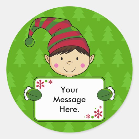 Schattige Elf Christmas Gift Label Sticker (Voorkant)