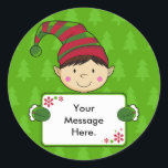 Schattige Elf Christmas Gift Label Sticker<br><div class="desc">Schattige Boy Elf Christmas Gift Label Sticker - Ik zou je graag zien dragen of een van mijn producten gebruiken,  e-mail me een foto naar mark@markmurphycreative.co.uk en ik zal het op mijn blog plaatsen op www.markmurphycreative.blogspot.com</div>
