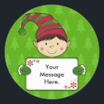 Schattige Elf Christmas Gift Label Sticker<br><div class="desc">Schattige Boy Elf Christmas Gift Label Sticker - Ik zou je graag zien dragen of een van mijn producten gebruiken,  e-mail me een foto naar mark@markmurphycreative.co.uk en ik zal het op mijn blog plaatsen op www.markmurphycreative.blogspot.com</div>