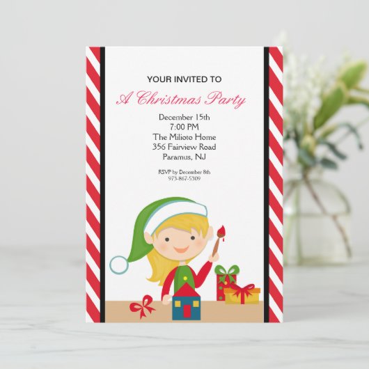 Schattige Elf die in Workshop werkt nodigt uit Kaart (Staand voorkant)