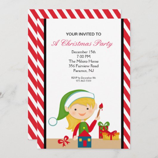 Schattige Elf die in Workshop werkt nodigt uit Kaart (Voorkant / Achterkant)