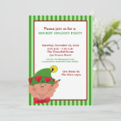 SCHATTIGE ELF Elves Holiday kerstrood/groen Kaart (Staand voorkant)
