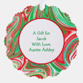 Schattige Elf en Kerstboom Gepersonaliseerd Gift L Ornament Kaart (Achterkant)