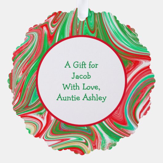 Schattige Elf en Kerstboom Gepersonaliseerd Gift L Ornament Kaart (Achterkant)