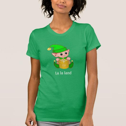 Schattige Elf & Gepersonaliseerde Tekst T-shirt (Voorkant)