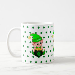 Schattige elf, gouden munten en geluks-klavers koffiemok