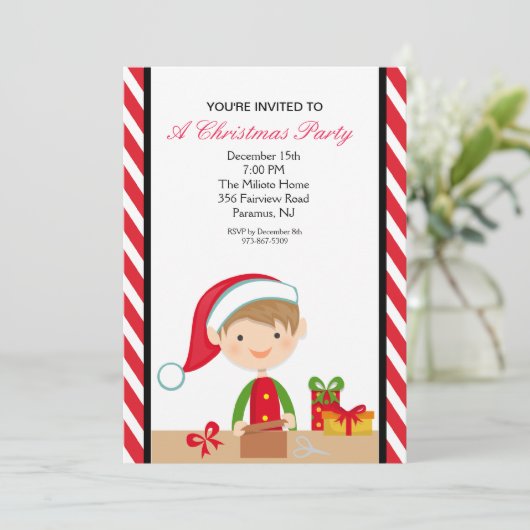 Schattige Elf in Workshop Kerstfeest Uitnodigen Kaart (Staand voorkant)