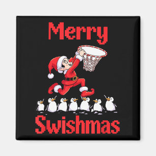 Schattige Elf Kerstman Basketbal Pinguïns Design Magneet