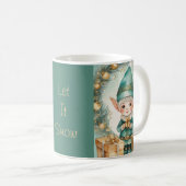 Schattige Elf met Kerstcadeaus Koffiemok (Voorkant rechts)