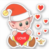Schattige elf met liefdeshartjes sticker (Voorkant)