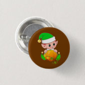 Schattige Elf met Pompoen op Bruin Ronde Button 3,2 Cm (Voorkant /achterkant)