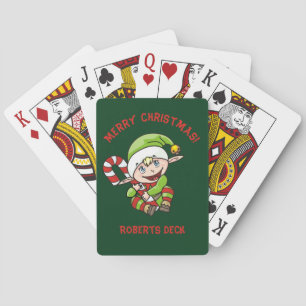 Schattige elf met snoeprietje Kerstmis Pokerkaarten