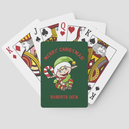 Schattige elf met snoeprietje Kerstmis Pokerkaarten (Achterkant)