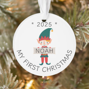 Schattige Elf Mijn Eerste Kerstmis Aangepaste Naam Ornament
