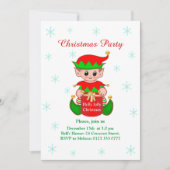 Schattige Elf op Witte Kerstfeest Uitnodiging (Voorkant)