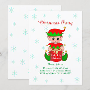 Schattige Elf op Witte Kerstfeest Uitnodiging