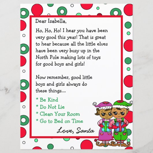 Schattige Elf Persoonlijke Brief van de Santa (Voorkant)