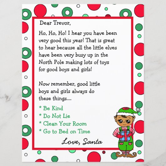 Schattige Elf Persoonlijke Brief van de Santa (Voorkant)