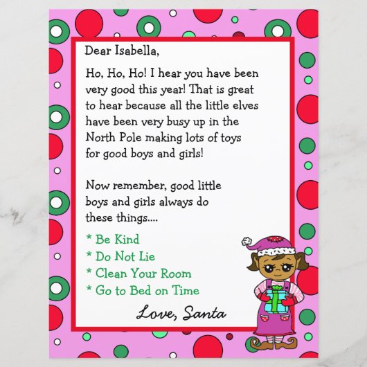 Schattige Elf Persoonlijke Brief van de Santa (Voorkant)