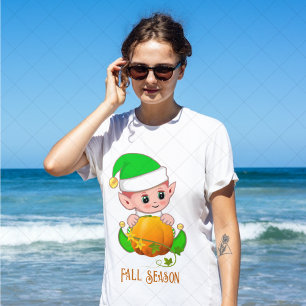 Schattige Elf & Pompoen Herfst Seizoen T-shirt