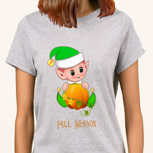 Schattige Elf & Pompoen Herfstseizoen T-shirt