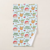 Schattige Elf, Rendier, Kerstman, Kerstmis Patroon Bad Handdoek (Handdoek)