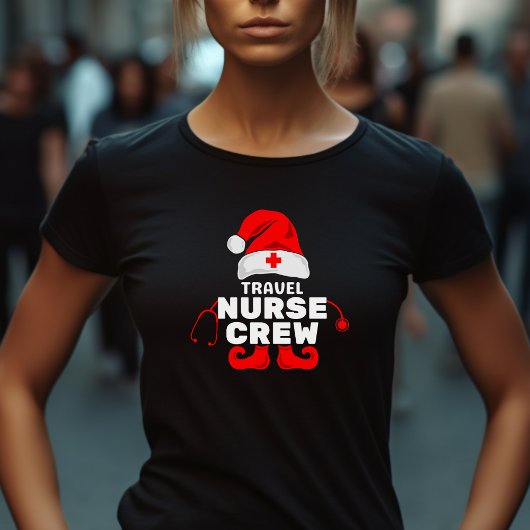 Schattige Elf Travel Verpleegster Kerstbemanning T-shirt