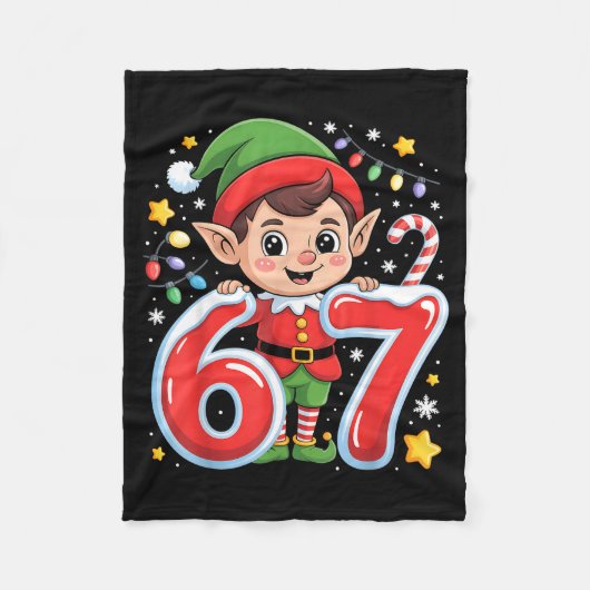 Schattige Elf Zes Zeven 6 7 Meme Grappig Kerst Kos Fleece Deken (Voorkant)