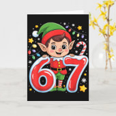 Schattige Elf Zes Zeven 6 7 Meme Grappig Kerst Kos Kaart (Gele Bloem)