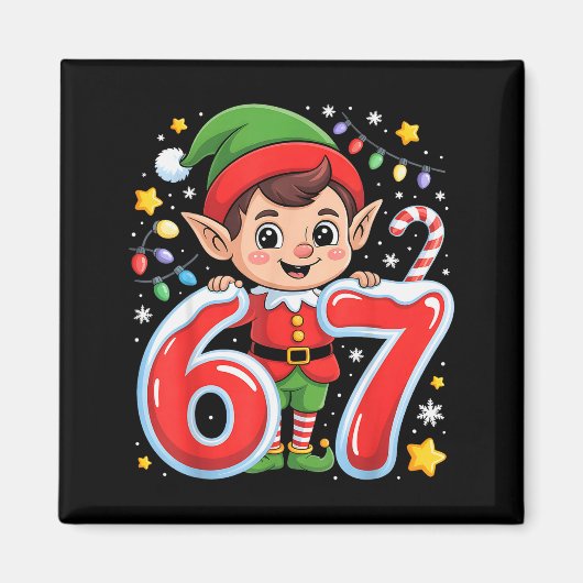 Schattige Elf Zes Zeven 6 7 Meme Grappig Kerst Kos Magneet (Voorkant)