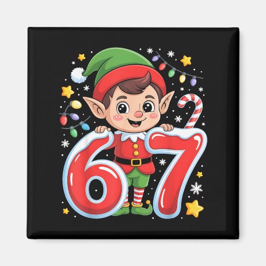 Schattige Elf Zes Zeven 6 7 Meme Grappig Kerst Kos Magneet (Voorkant)