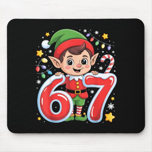 Schattige Elf Zes Zeven 6 7 Meme Grappig Kerst Kos Muismat (Voorkant)