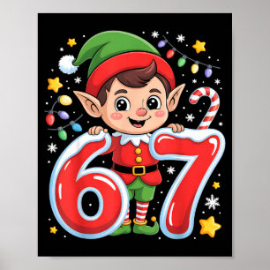 Schattige Elf Zes Zeven 6 7 Meme Grappig Kerst Kos Poster