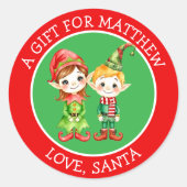 Schattige elfen | Van en naar Christmas Gift Label (Voorkant)