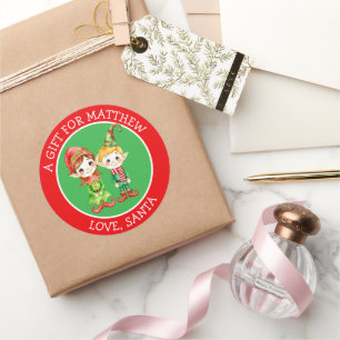 Schattige elfen   Van en naar Christmas Gift Label