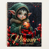Schattige Elfkind in groene jas met capuchon Planner (Voorkant)