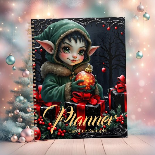 Schattige Elfkind in groene jas met capuchon Planner