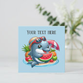 Schattige elk doel strandfeest dolfijn kaart (Staand voorkant)