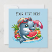 Schattige elk doel strandfeest dolfijn kaart (Voorkant)