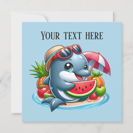 Schattige elk doel strandfeest dolfijn kaart (Voorkant)