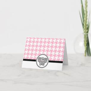 Schattige ellephant aangepaste roze geluidskaarten bedankkaart