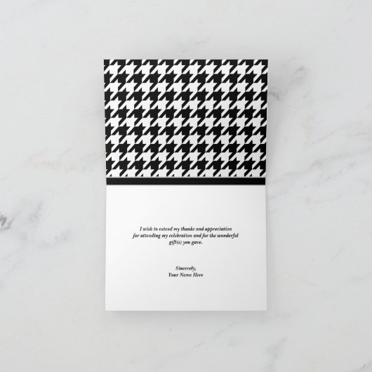 Schattige ellephant Black & White Houndstooth-kaar Bedankkaart (Binnen)
