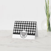 Schattige ellephant Black & White Houndstooth-kaar Bedankkaart (Voorkant)