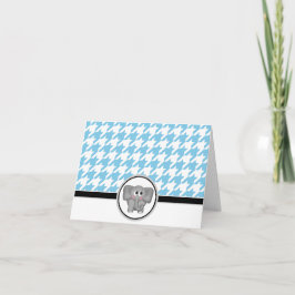 Schattige ellephant Blue Houndstooth-kaarten Bedankkaart
