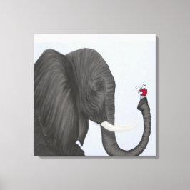Schattige ellephant en luidolie canvas afdruk