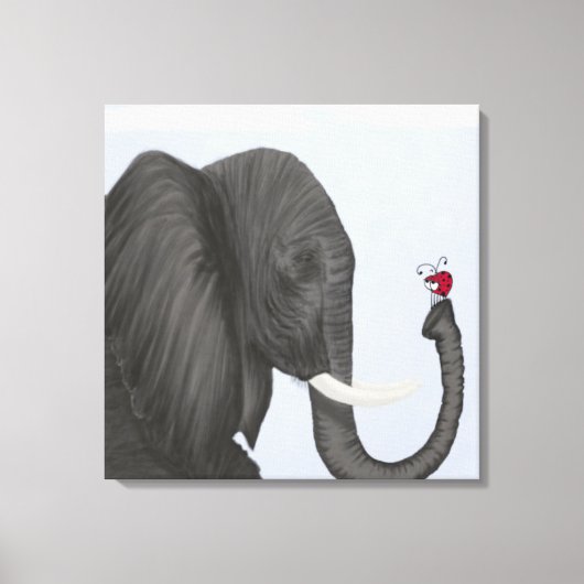 Schattige ellephant en luidolie canvas afdruk (Voorkant)