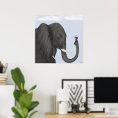 Schattige ellephant en luidolie poster (Thuiskantoor)