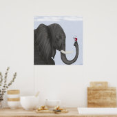 Schattige ellephant en luidolie poster (Keuken)