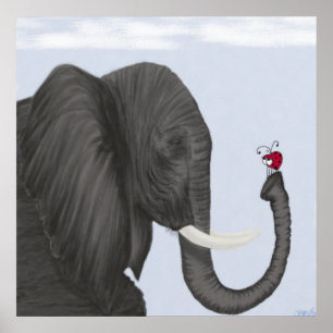 Schattige ellephant en luidolie poster